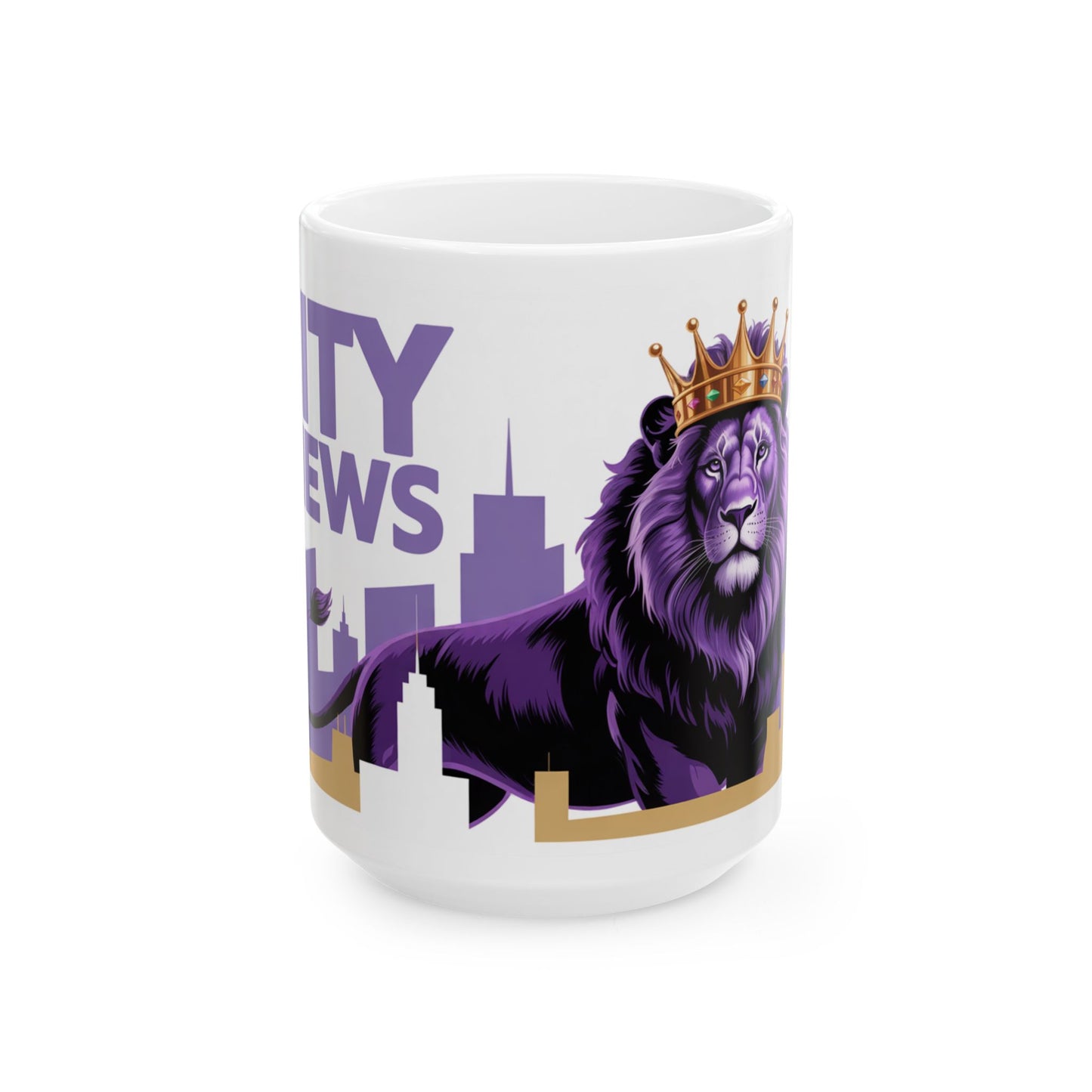 " City Views " Regal Lion Ceramic Mug - Perfect Gift for Animal Lovers, Coffee Enthusiasts, and Home Decor, 11oz, 15oz