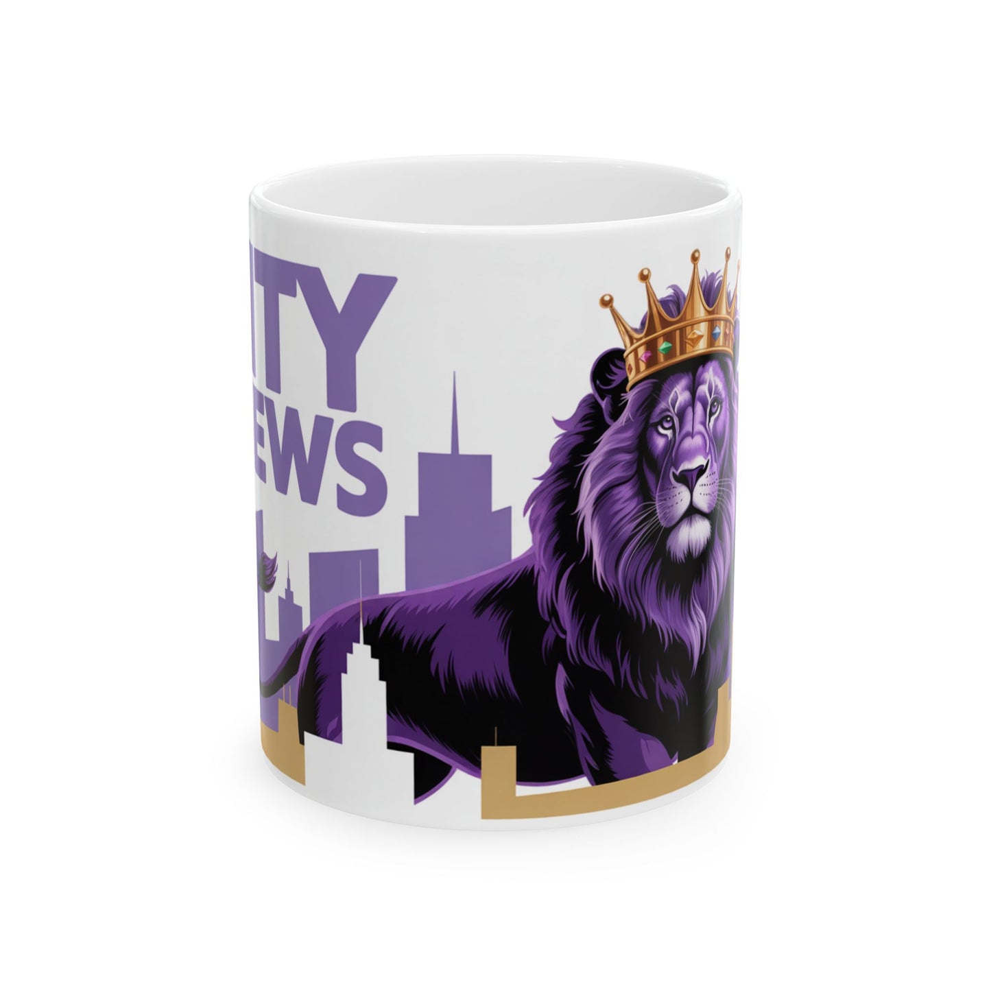 " City Views " Regal Lion Ceramic Mug - Perfect Gift for Animal Lovers, Coffee Enthusiasts, and Home Decor, 11oz, 15oz