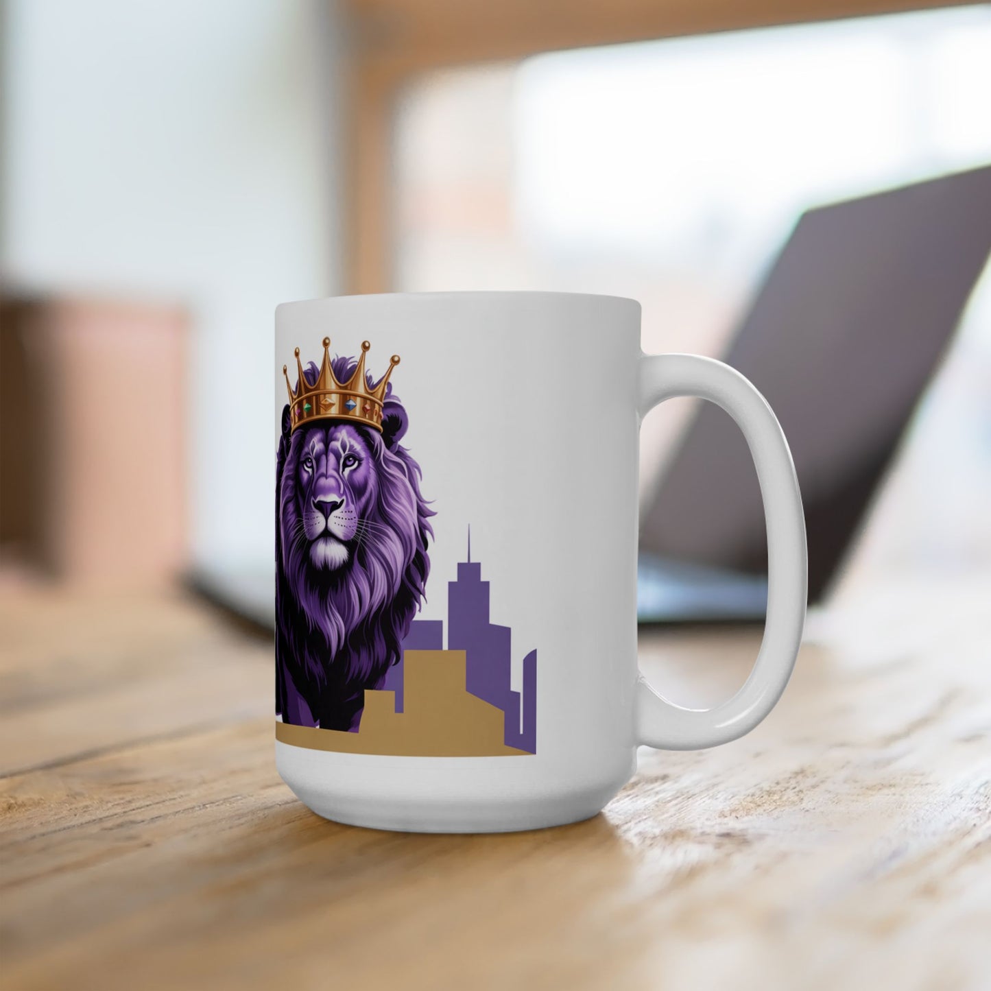 " City Views " Regal Lion Ceramic Mug - Perfect Gift for Animal Lovers, Coffee Enthusiasts, and Home Decor, 11oz, 15oz