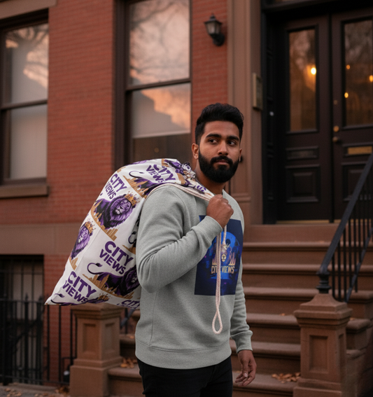 Crown Lion Print Sack - Trendy Storage Bag for Home, Gifting, Organizing, Travel, City Views Style